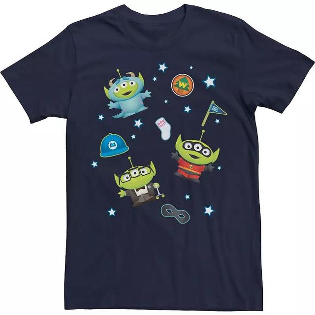 Disney / Pixars Monsters, Inc., Up, The Incredibles Mens Mashup Tee Blue Product Image