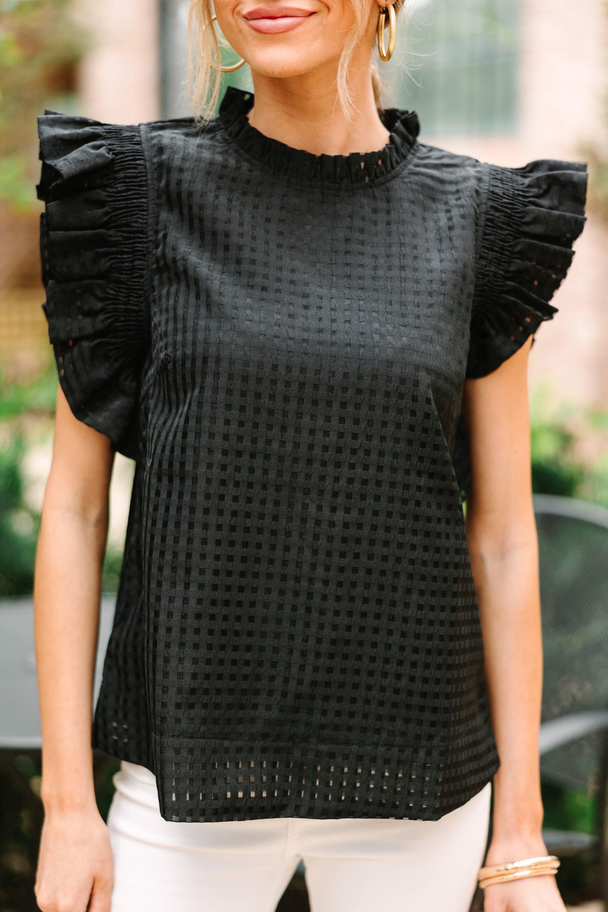 Just Be You Black Ruffled Blouse Female Product Image