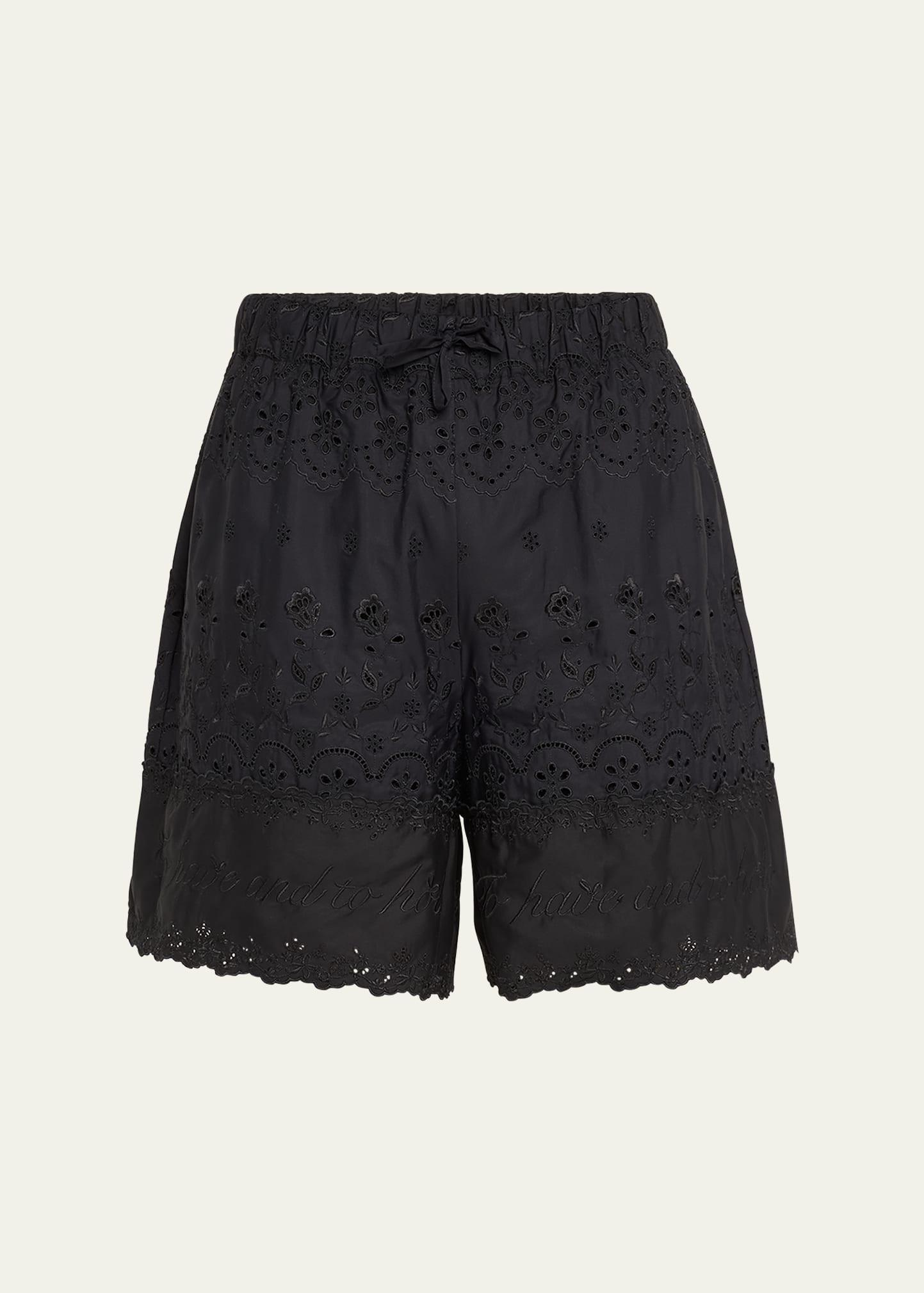 Mens Broderie Anglaise Easy Drawstring Shorts Product Image