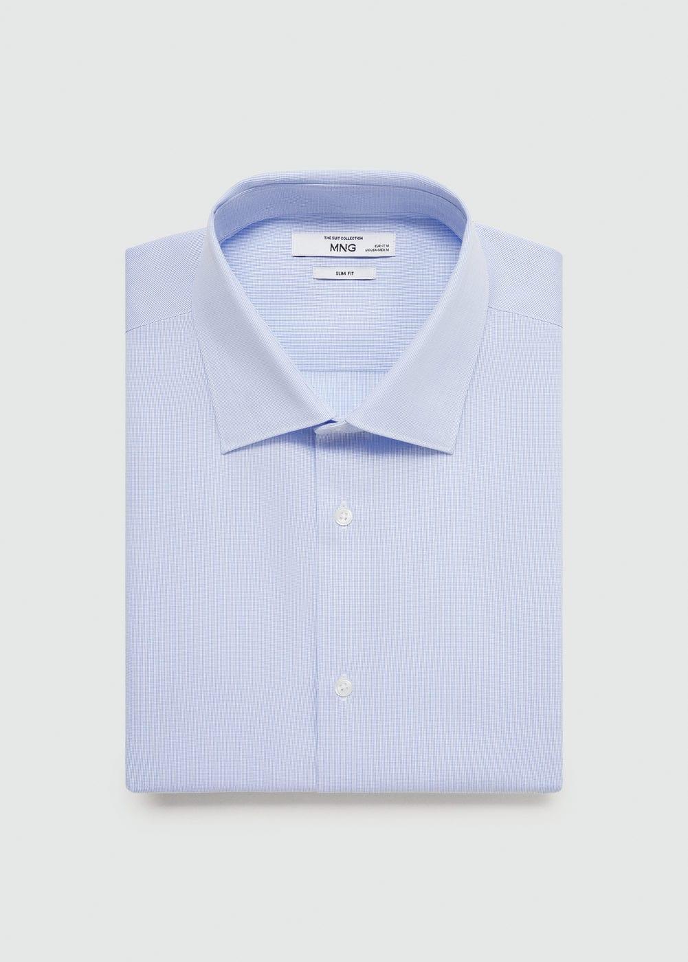 MANGO MAN - Slim-fit cotton poplin suit shirt sky blueMen Product Image