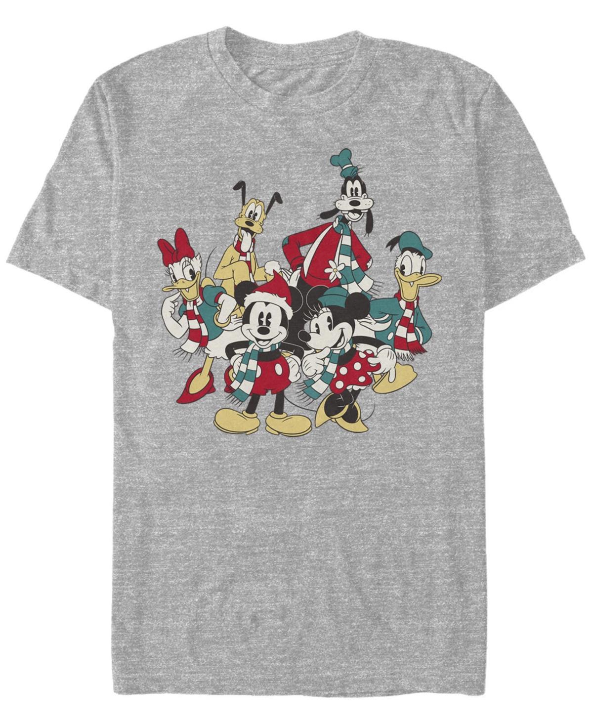 Mens Mickey Classic Holiday Group Christmas Group Shot Tee Med Grey Product Image