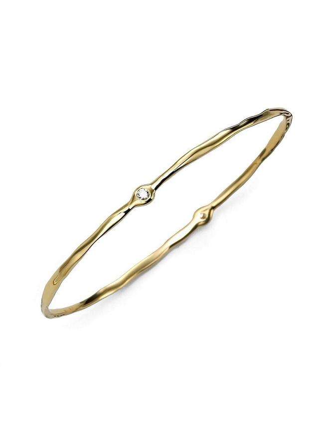 Womens 18K Yellow Gold Two-Diamond Bangle Bracelet Product Image