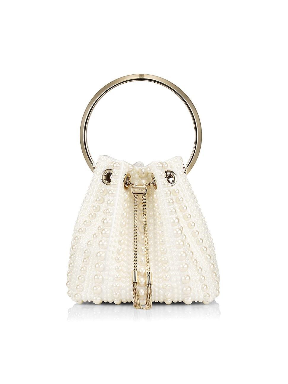 Jimmy Choo Bon Bon Imitation Pearl Embellished Bucket Bag Product Image