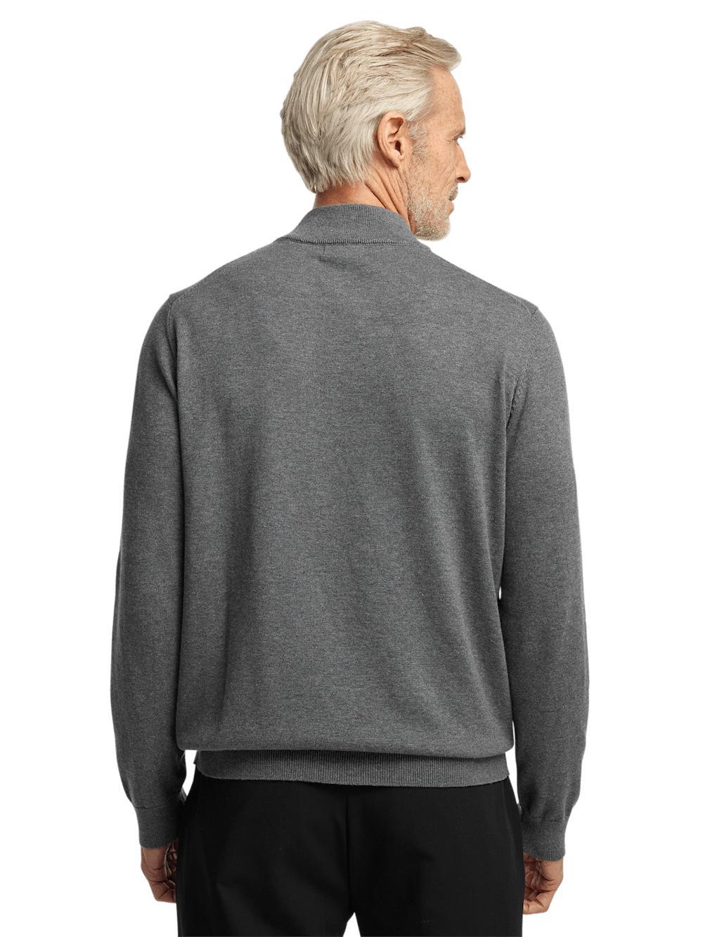 Supima Cotton Four Button Mock Neck Sweater - Medium Grey Product Image