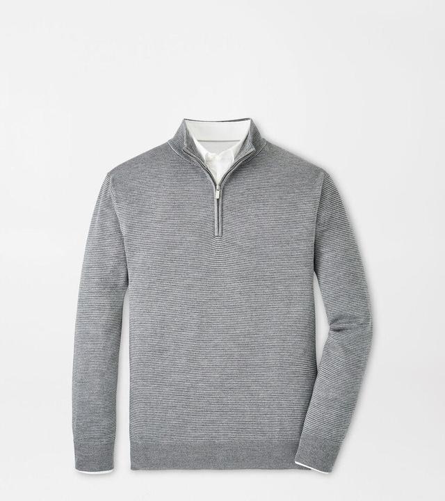 Peter Millar Mens Canton Stripe Quarter Zip Sweater | Color: Iron | Size: M Product Image