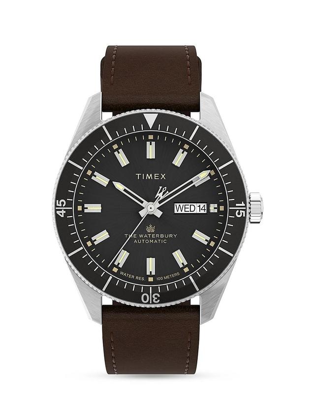 Timex Waterbury Automatic Leather Strap Watch, 40mm Product Image