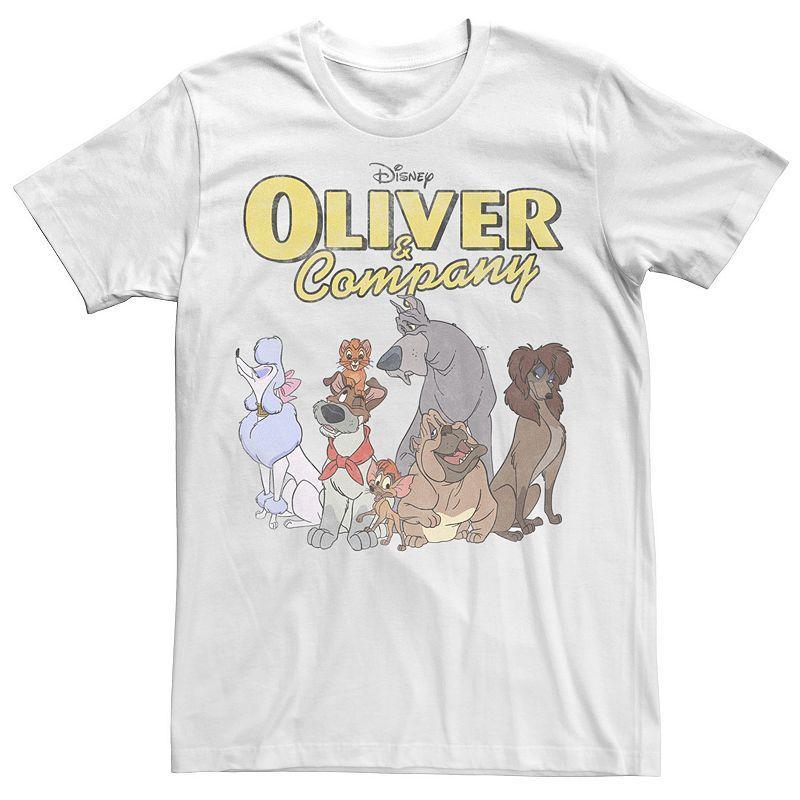 Big & Tall Disney Oliver And Company Group Shot Vintage Portrait Tee, Mens Product Image