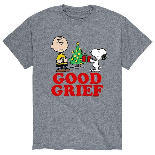 Mens Peanuts Good Grief Tee Grey Military Green Product Image