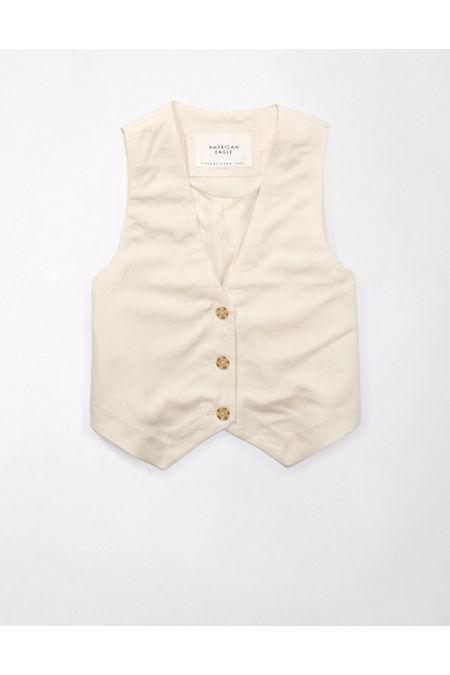 AE Linen-Blend Waistcoat Vest Womens Product Image