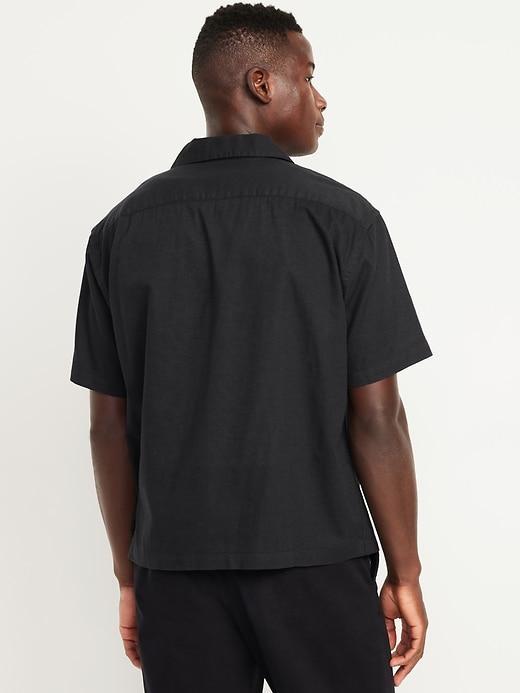 Short-Sleeve Crop Camp Shirt Product Image