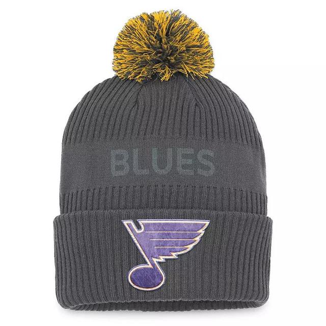 Mens Fanatics Branded Charcoal St. Louis Blues Authentic Pro Home Ice Cuffed Knit Hat with Pom Product Image