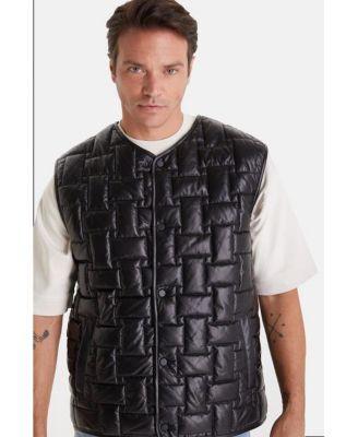 Men's Genuine Leather Vest, Black Product Image