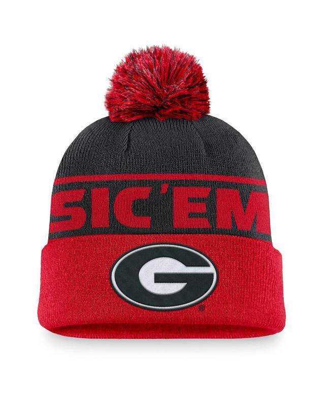 Nike Mens Black Georgia Bulldogs Local Peak Cuffed Knit Hat with Pom - Black, Red Product Image