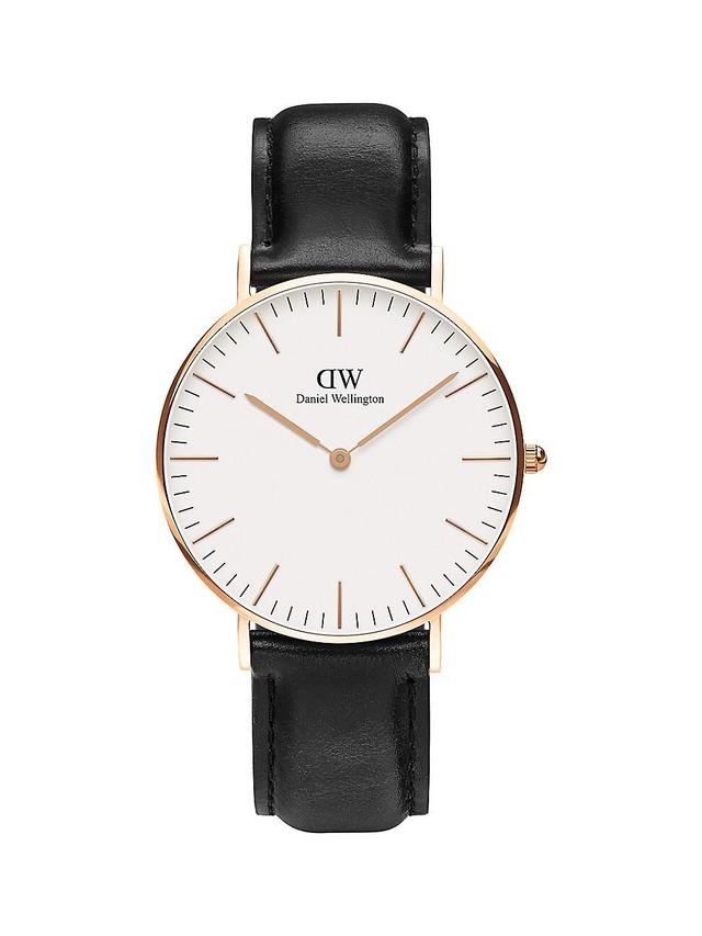 Daniel Wellington Unisex Classic Sheffield Black Leather Watch 36mm Product Image