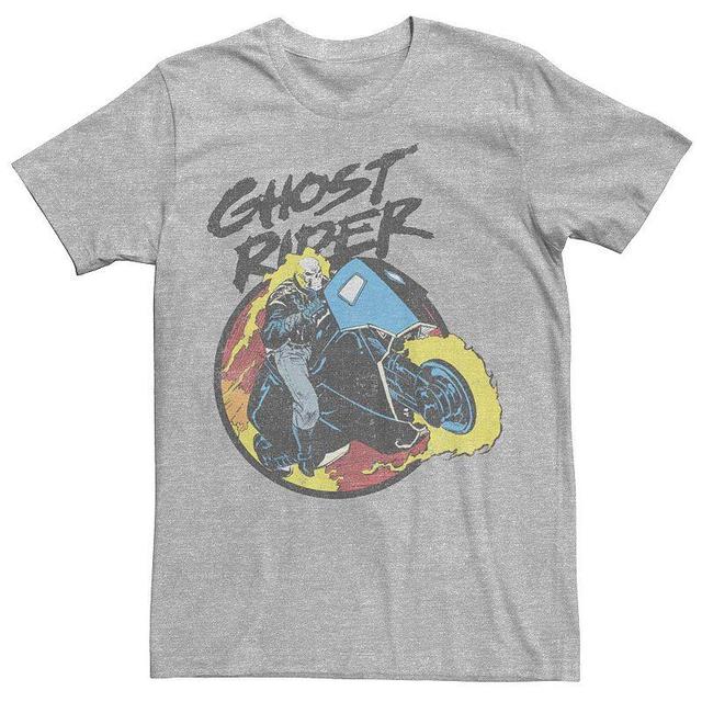 Mens Marvel Ghost Rider Circle Portrait Action Shot Tee Athletic Grey Product Image