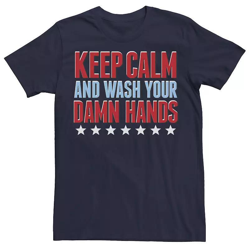 Mens Keep Calm And Wash Your Hands Tee Blue Product Image