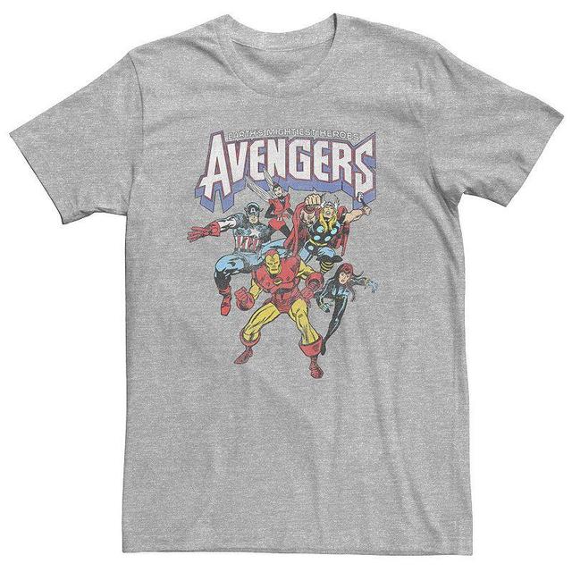 Big & Tall Marvel Avengers Classic Vintage Group Shot Tee, Mens Med Grey Product Image