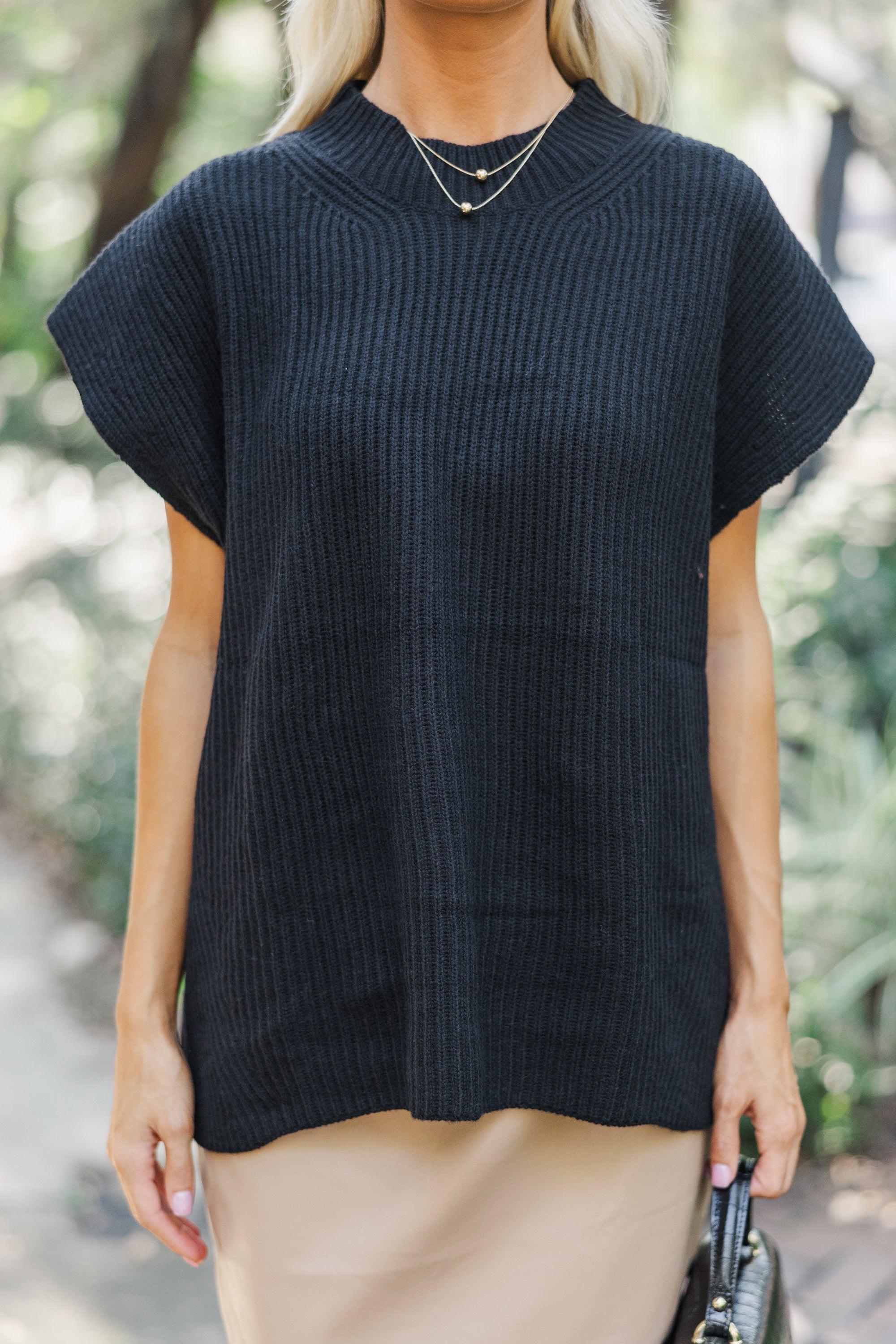 The Slouchy Black Short Sleeve Sweater Female Product Image