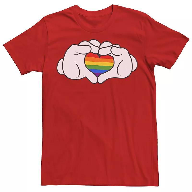 Mens Disney Mickey Mouse Rainbow Fill Heart-Shaped Hands Tee Product Image