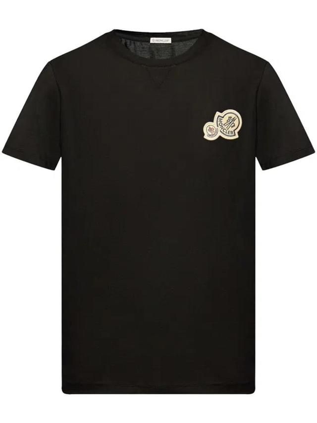 MONCLER Logo Cotton T-shirt In Black Product Image