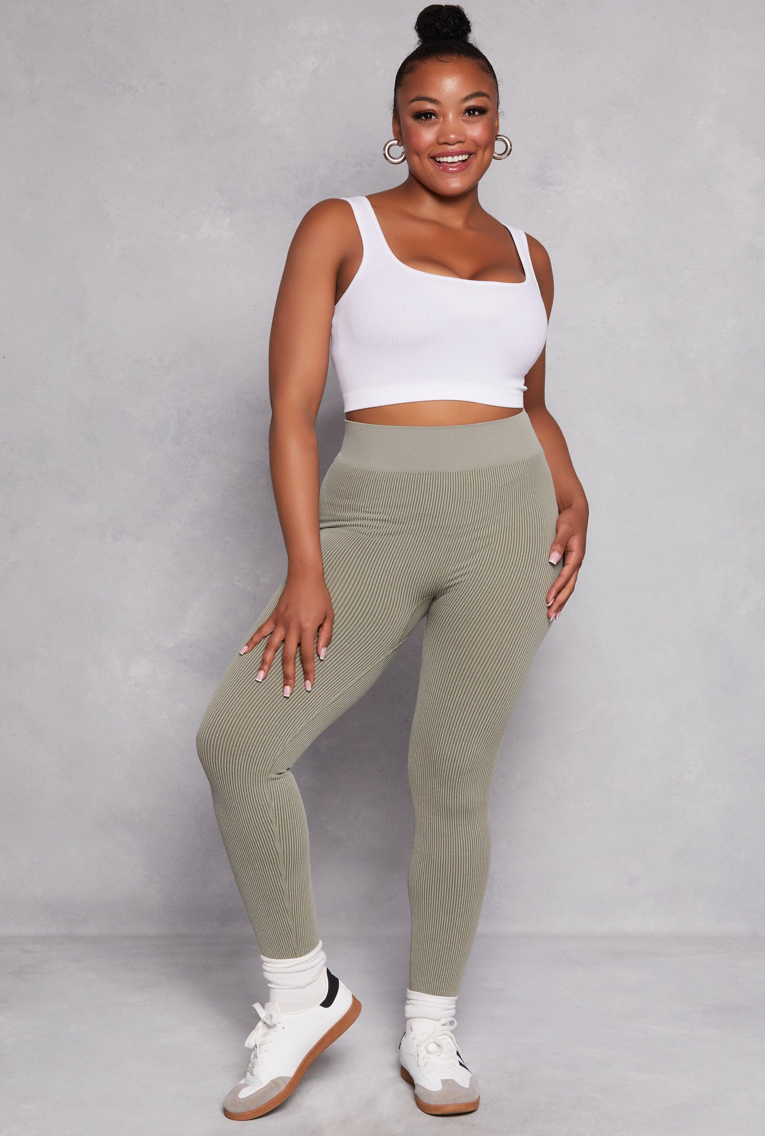 Womens Plus Size Seamless Ribbed High Waisted Leggings product image