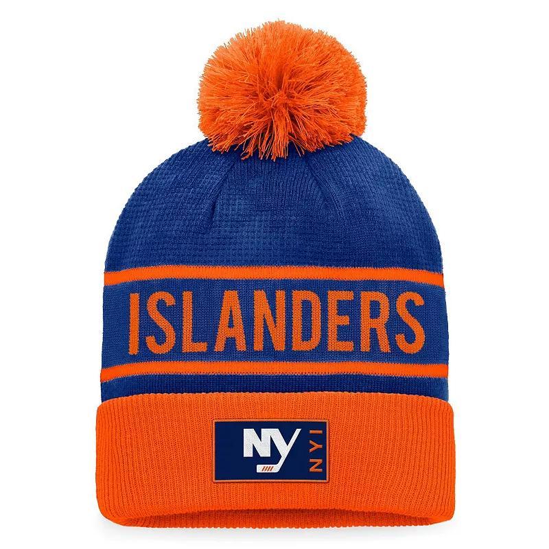 Mens Fanatics Branded Blue/Orange New York Islanders Authentic Pro Alternate Logo Cuffed Knit Hat with Pom Product Image