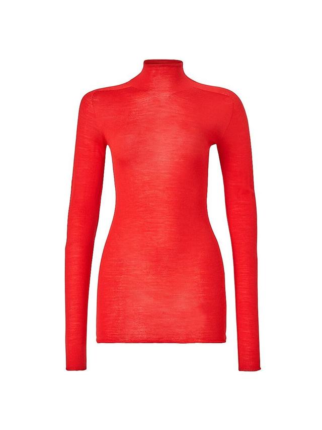 Womens Sheer Wool Turtleneck Sweater Product Image