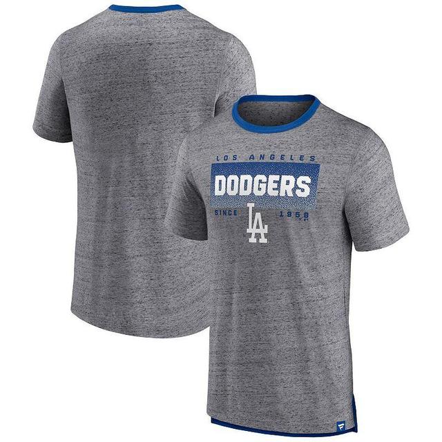 Mens Fanatics Branded Heathered Gray Los Angeles Dodgers Iconic Team Element Speckled Ringer T-Shirt Grey Product Image