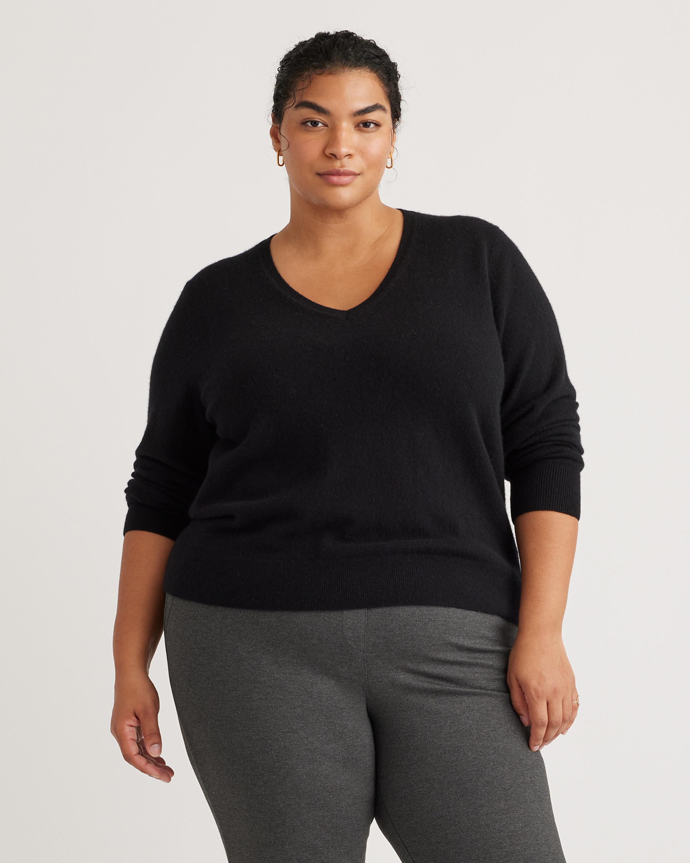 Mongolian Cashmere V-Neck Sweater - Plus Size Product Image