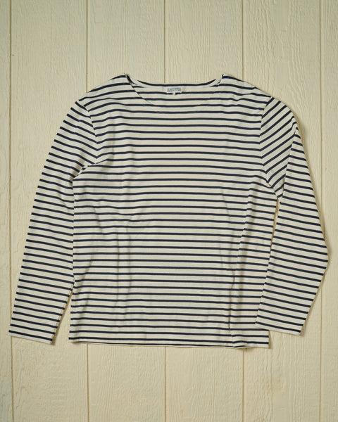 Men’s Breton Stripe Boatneck Tee in Off White/Navy Product Image