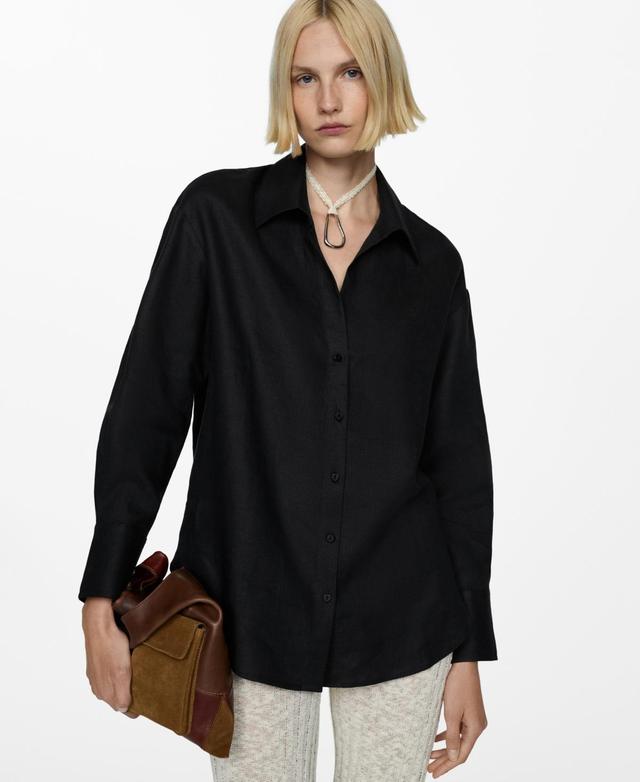 Women's 100% Linen Long Sleeve Shirt Product Image