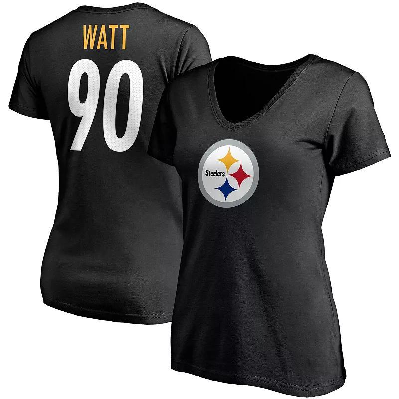 Womens Fanatics Branded T.J. Watt Pittsburgh Steelers Player Icon Name & Number V-Neck T-Shirt Product Image