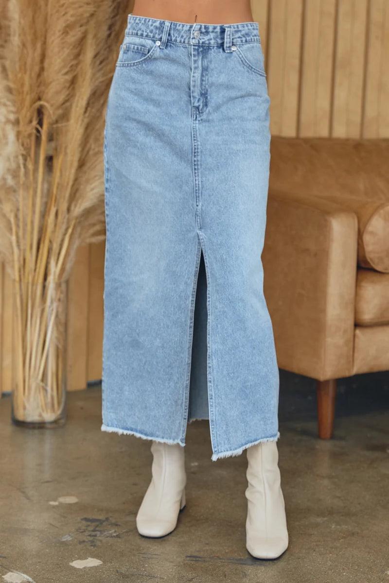 Slit Denim Midi Skirt product image