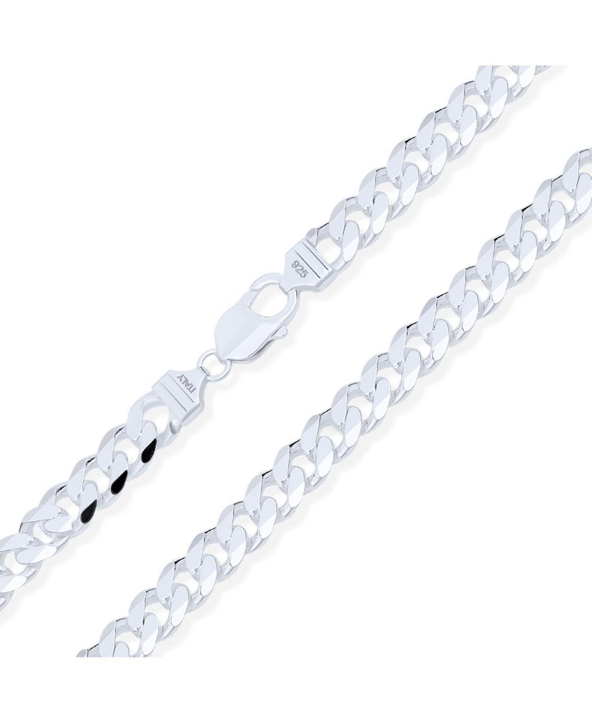 Mens Solid Strong .925 Sterling Silver 250 Gauge 8MM Miami Cuban Curb Chain Necklace For Men Nickel-Free 20 Inch Product Image