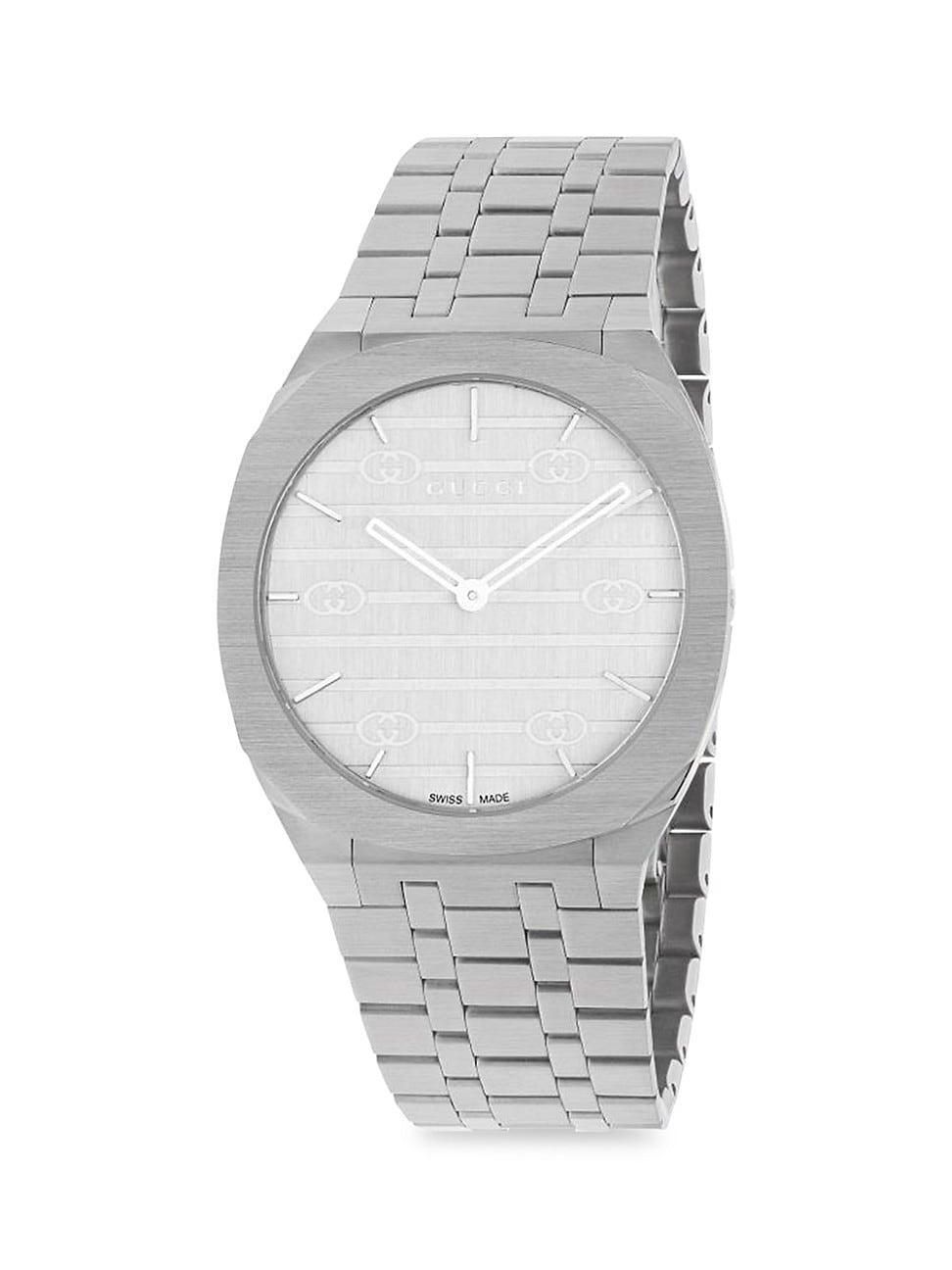 Mens 25H Stainless Steel Bracelet Watch, 38MM Product Image