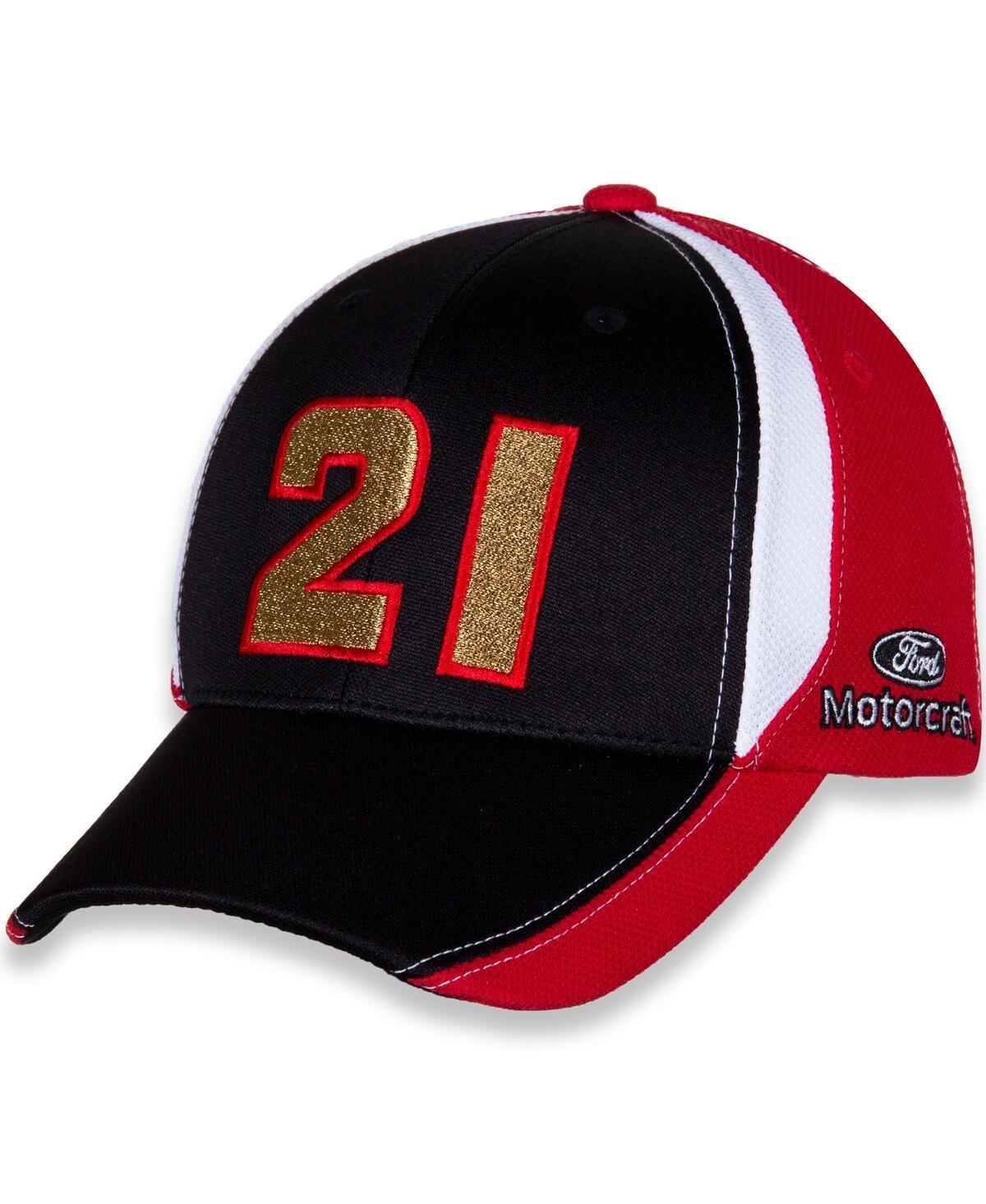 Mens Checkered Flag Black and Red Harrison Burton Motorcraft Number Performance Adjustable Hat - Black Product Image