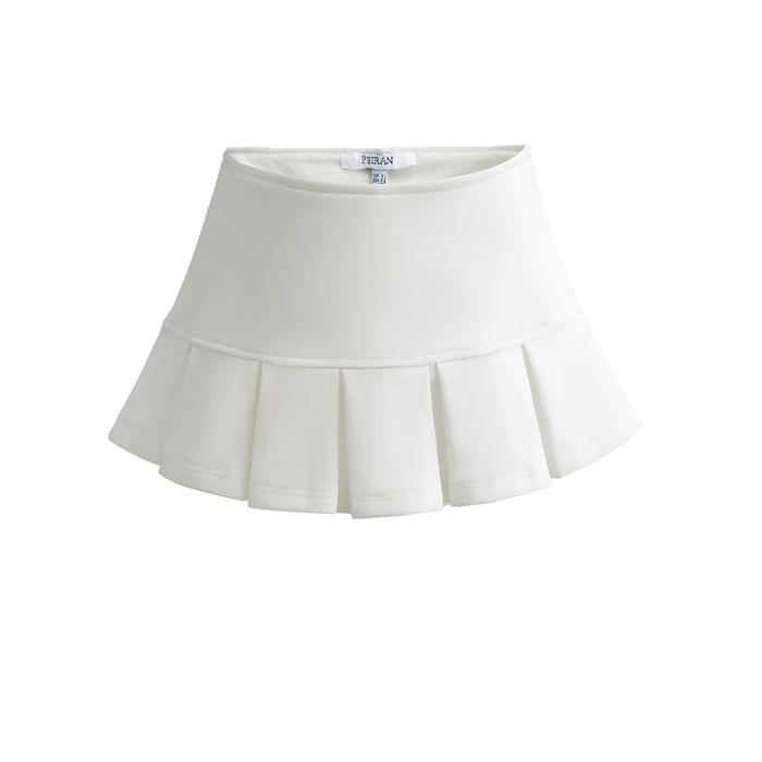 Low Rise Plain Pleated Mini A-Line Skirt Product Image