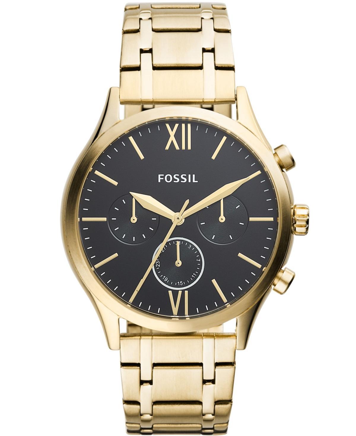 Fossil Mens Fenmore Multifunction Gold-Tone Bracelet Watch 44mm - Gold-Tone Product Image