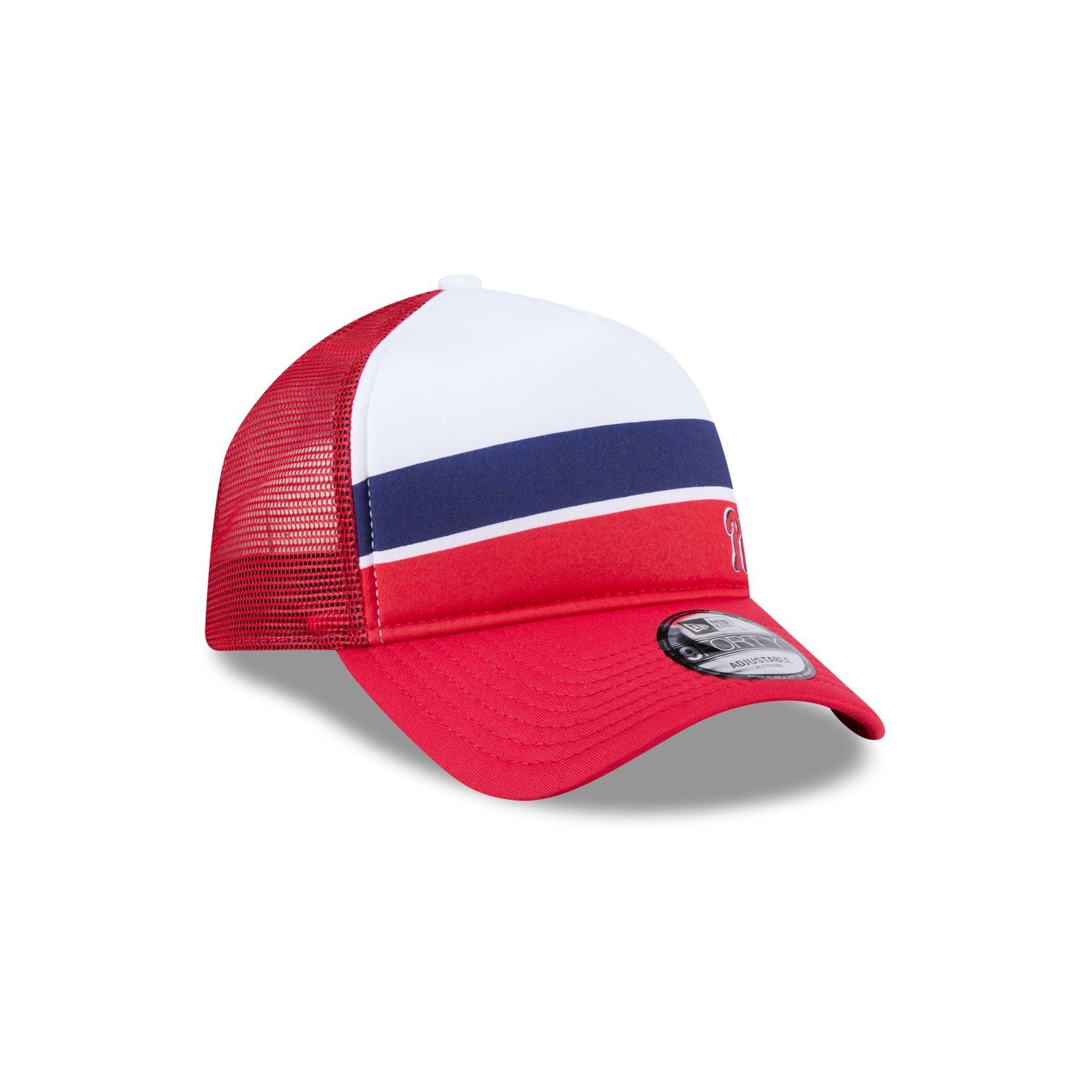 Philadelphia Phillies Color Block 9FORTY A-Frame Trucker Snapback Hat Male Product Image