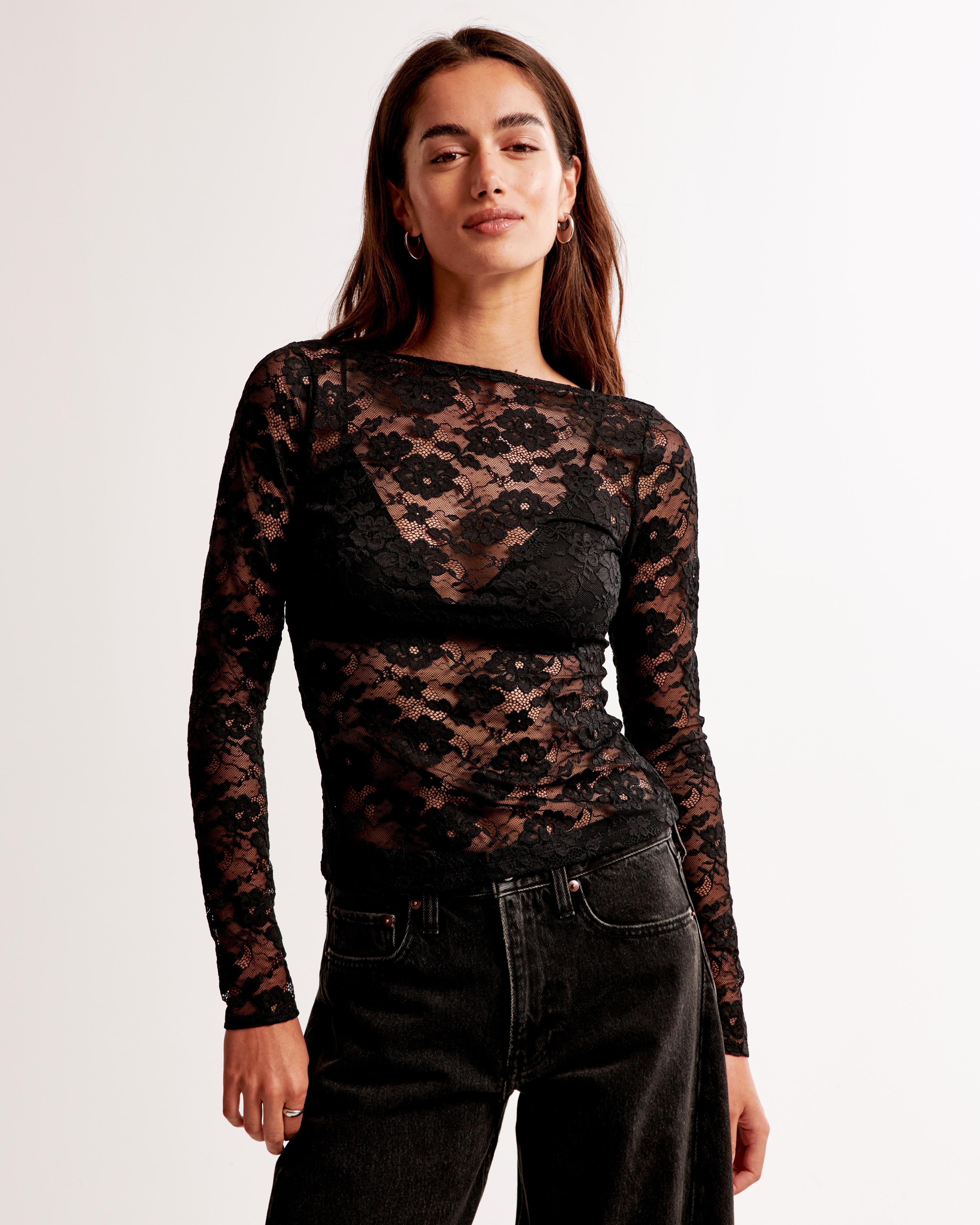 Long-Sleeve Lace Slash Top product image