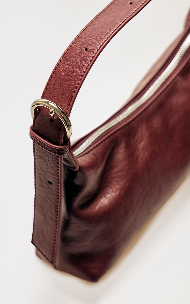 Burgundy Crinkle Pu Buckle Detail Shoulder Bag Product Image