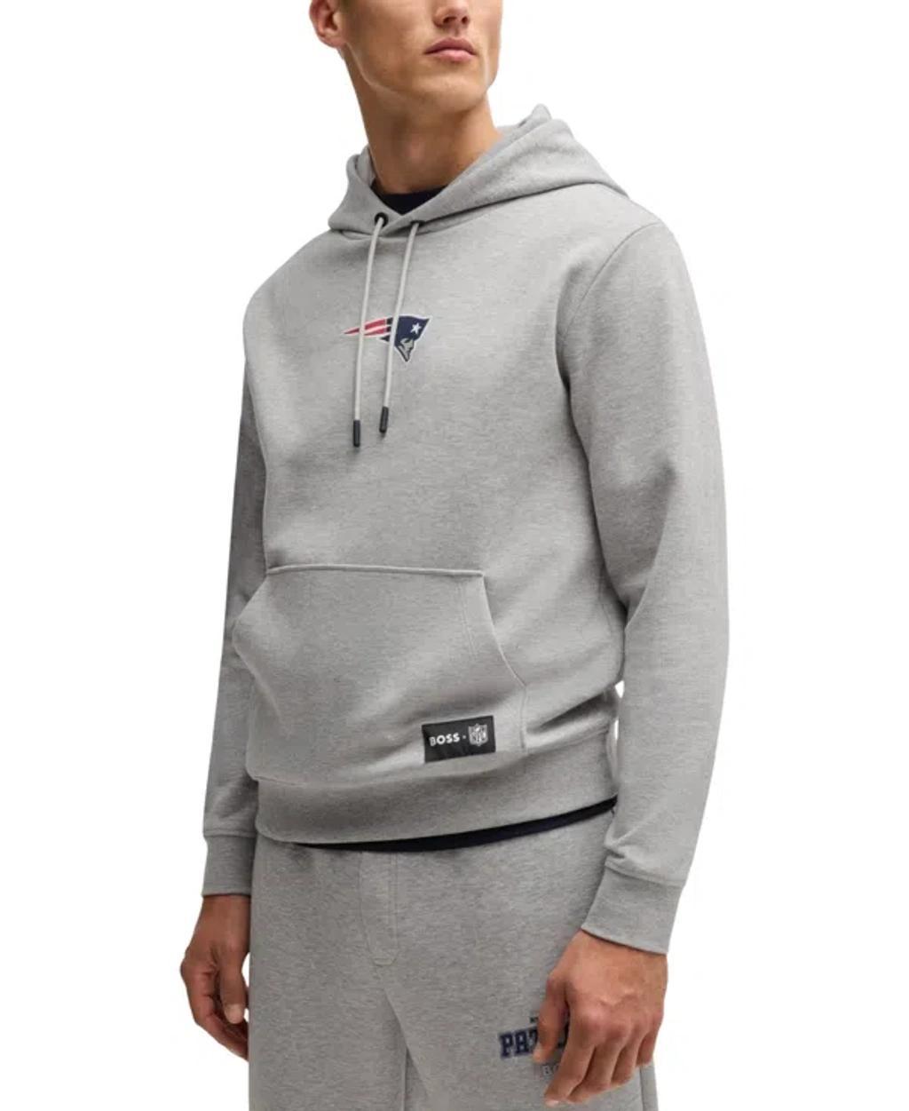 Boss X Nfl Men's Interlock Hoodie In Patriots Silver Product Image