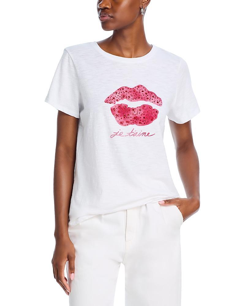 Cinq A Sept Kisses Je Taime Tee In White/red Product Image