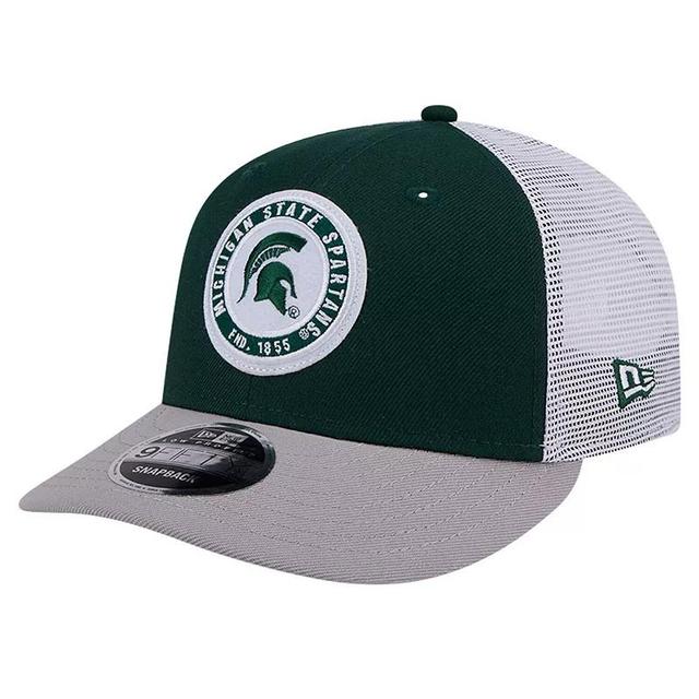 Mens New Era Michigan State Spartans Throwback Circle Patch 9FIFTY Trucker Snapback Hat Product Image