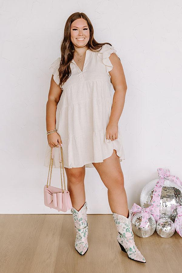 Newsworthy Style Linen-Blend Babydoll Dress In Stone Curves Product Image