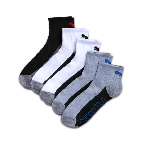 PUMA Men's Half-Terry Quarter-Length Crew Socks (3 Pairs) in Grey/Blue Product Image