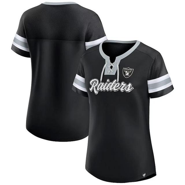 Womens Fanatics Branded Black Las Vegas Raiders Original State Lace-Up T-Shirt Product Image