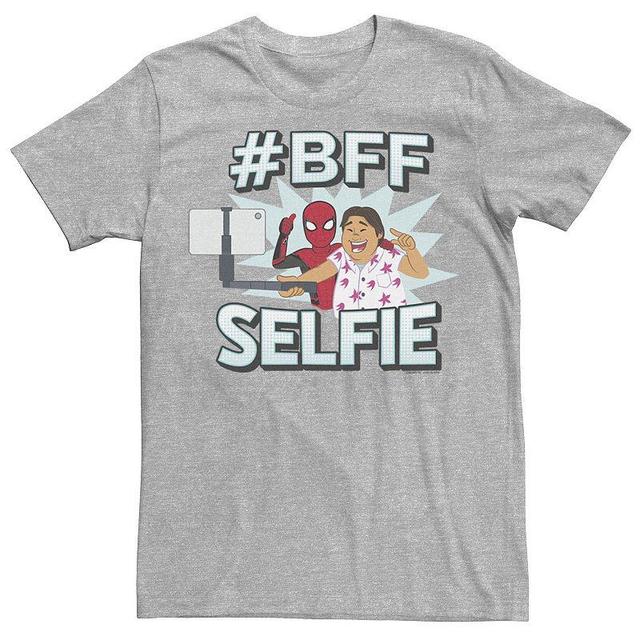 Mens Marvel Spider-Man Far From Home #BFF Selfie Group Shot Graphic Tee Athletic Grey Product Image