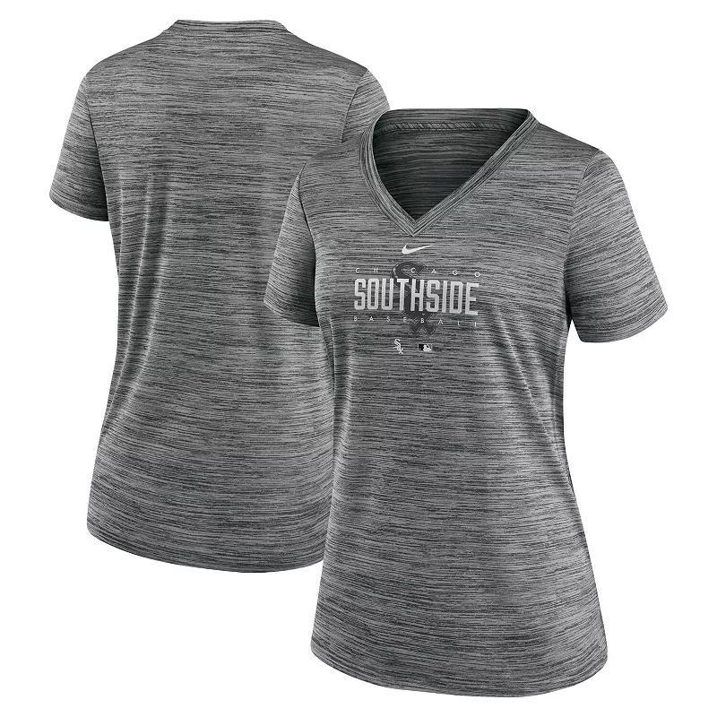 Womens Nike Gray Chicago White Sox City Connect Velocity Practice Performance V-Neck T-Shirt Product Image