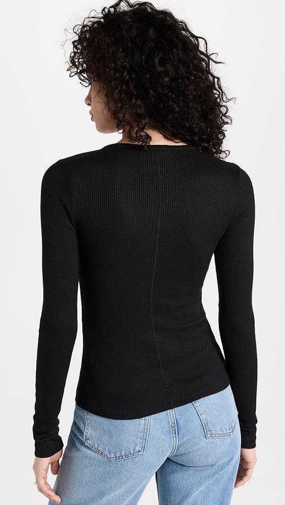 rag & bone The Rib Knit Henley Top | Shopbop Product Image